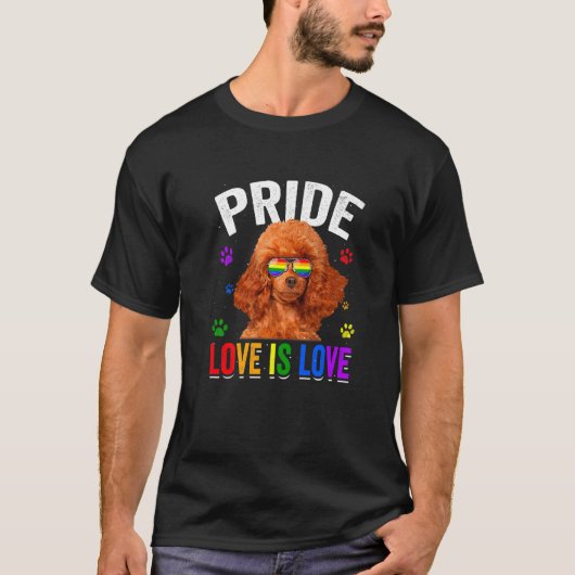 Poodle Gay Pride Lgbt Rainbow Flag Hund T-Shirt (Vorderseite)