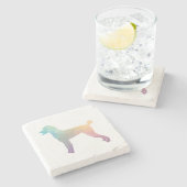 Poodle Geo Silhouette Pastel Steinuntersetzer (Seitenansicht)