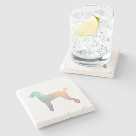 Poodle Geo Silhouette Pastel Steinuntersetzer (Seitenansicht)