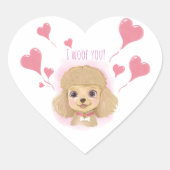 Poodle Gift Wrap Sticker • Valentine I Woof You! (Vorderseite)