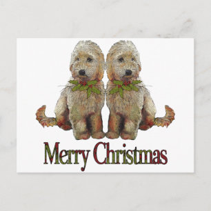 Poodle, Golden Doodle Weihnachten: Kunst Feiertagspostkarte