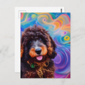 Poodle Got in Spaghetti Postkarte (Vorne/Hinten)