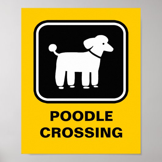 Poodle Graphic (weiß auf schwarz) Poster (Vorne)