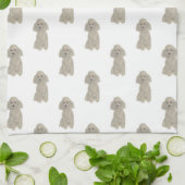 Poodle (graues Silber) Geschirrtuch (Gefaltet)