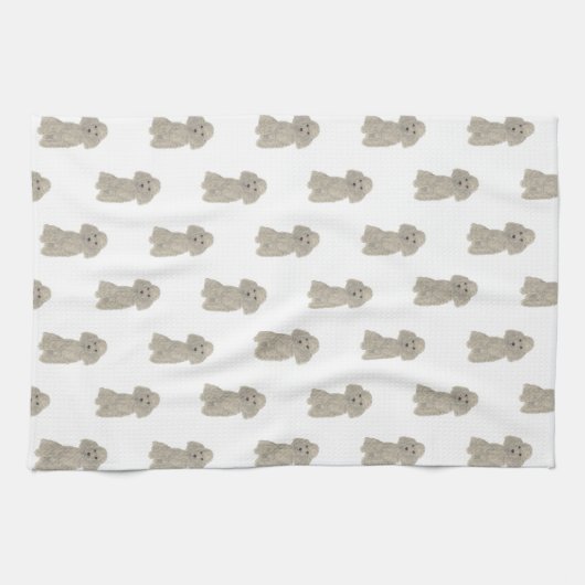 Poodle (graues Silber) Geschirrtuch (Horizontal)