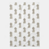 Poodle (graues Silber) Geschirrtuch (Vertikal)