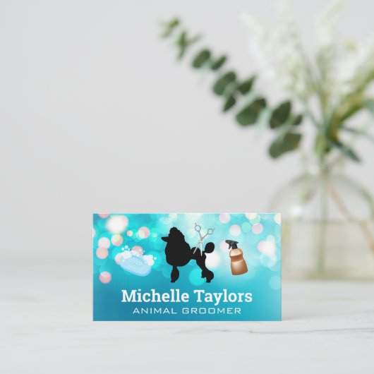 Poodle | Grooming Tools Visitenkarte (Stehend Vorderseite)