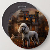 Poodle Halloween Beängstigend Button (Vorne & Hinten)