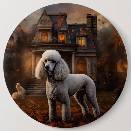Poodle Halloween Beängstigend Button (Vorderseite)