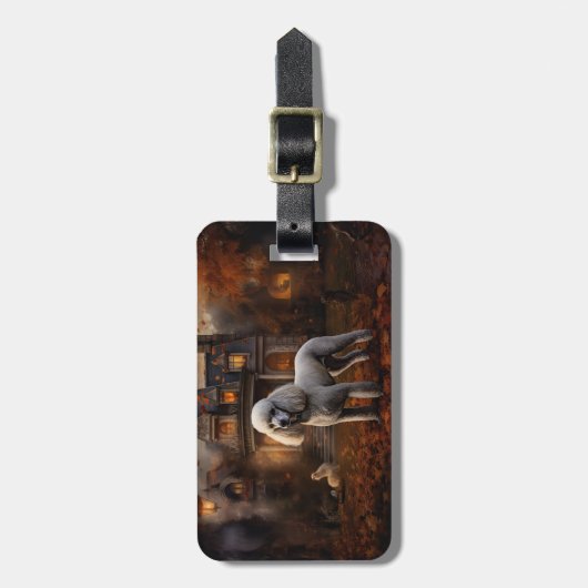 Poodle Halloween Beängstigend Gepäckanhänger (Vorderseite vertikal)