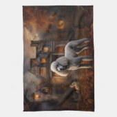 Poodle Halloween Beängstigend Geschirrtuch (Vertikal)