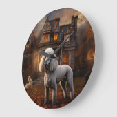 Poodle Halloween Beängstigend Große Wanduhr (Winkel)