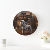 Poodle Halloween Beängstigend Große Wanduhr (Zuhause)