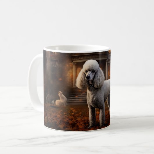 Poodle Halloween Beängstigend Kaffeetasse (Vorderseite Links)
