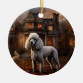 Poodle Halloween Beängstigend Keramik Ornament (Vorne)