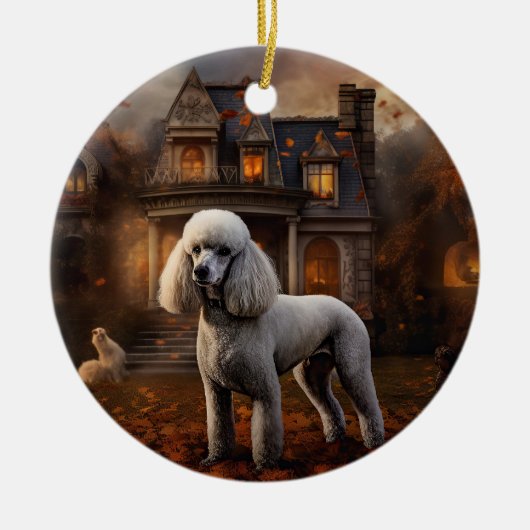 Poodle Halloween Beängstigend Keramik Ornament (Vorne)