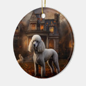 Poodle Halloween Beängstigend Keramik Ornament (Links)