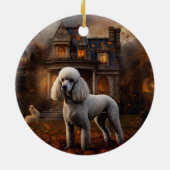 Poodle Halloween Beängstigend Keramik Ornament (Hinten)