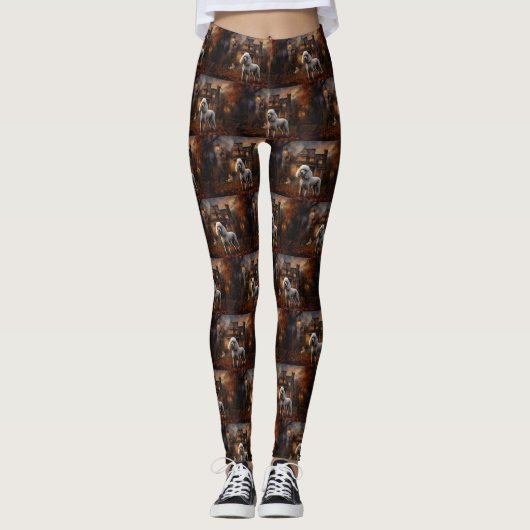 Poodle Halloween Beängstigend Leggings (Vorderseite)