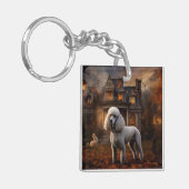 Poodle Halloween Beängstigend Schlüsselanhänger (Vorderseite links)