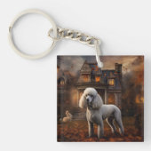 Poodle Halloween Beängstigend Schlüsselanhänger (Vorderseite)