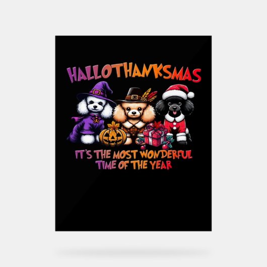 Poodle Halloween Erntedank Weihnachtsklassiker T- Acrylschild (Vorderseite)