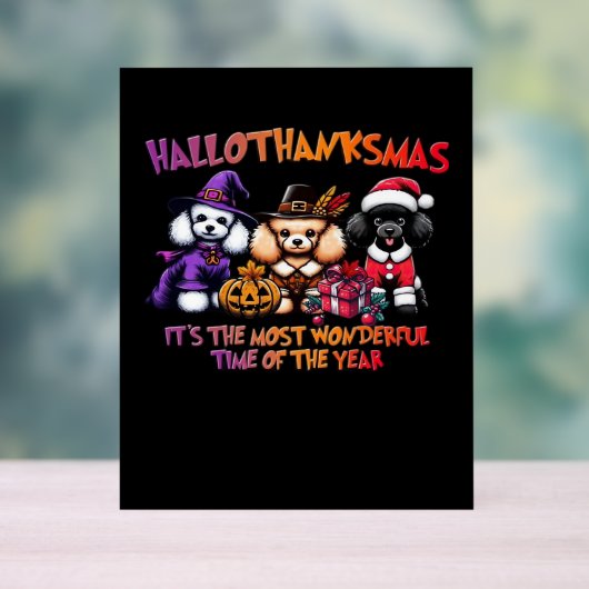 Poodle Halloween Erntedank Weihnachtsklassiker T- Acrylschild (Neutral)