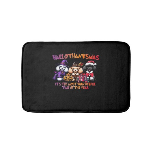 Poodle Halloween Erntedank Weihnachtsklassiker T- Badematte (Vorderseite)