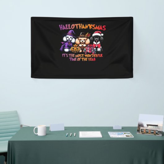 Poodle Halloween Erntedank Weihnachtsklassiker T- Banner (Messeveranstaltung)
