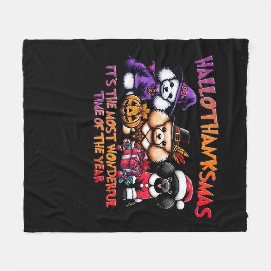 Poodle Halloween Erntedank Weihnachtsklassiker T- Fleecedecke (Vorderseite (Horizontal))