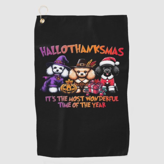 Poodle Halloween Erntedank Weihnachtsklassiker T- Golfhandtuch (Vorderseite)