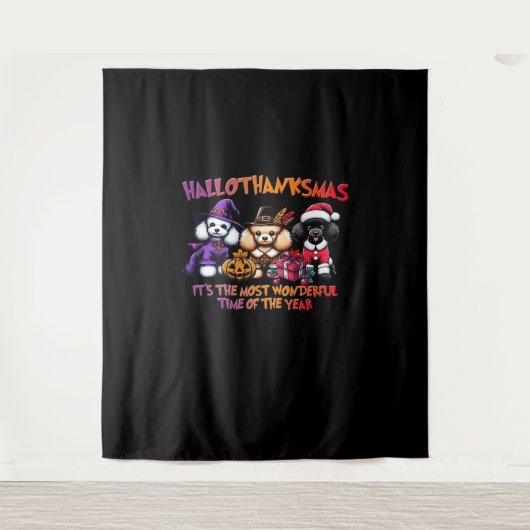 Poodle Halloween Erntedank Weihnachtsklassiker T- Wandteppich (Vorderseite)