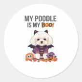 Poodle Halloween Kostüm Mein Poodle ist mein Boots Runder Aufkleber (Vorderseite)
