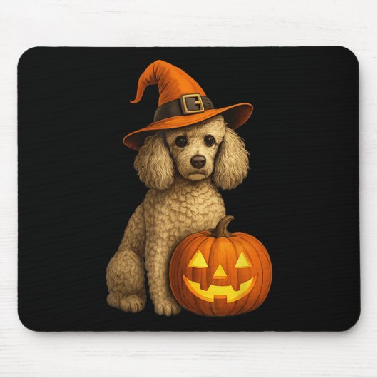 Poodle Halloween Pumpkin Hexenhutenhalde Kunstfami Mousepad (Vorne)