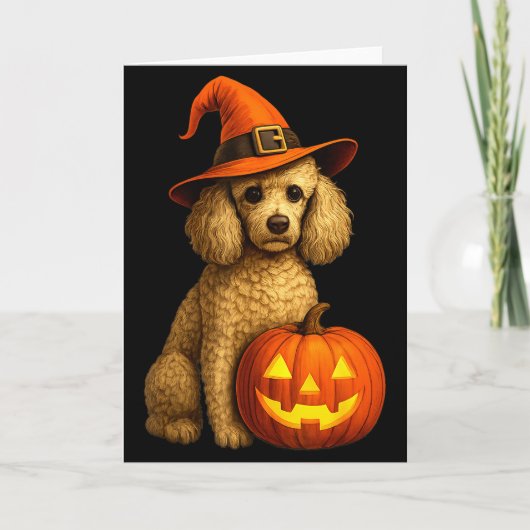 Poodle Halloween Pumpkin Witch Hat Dog Art Family  Karte (Vorderseite)