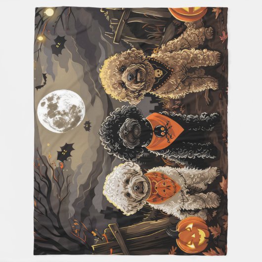 Poodle Halloween Spooky Fleecedecke (Vorderseite)