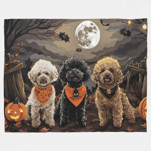 Poodle Halloween Spooky Fleecedecke (Vorderseite (Horizontal))