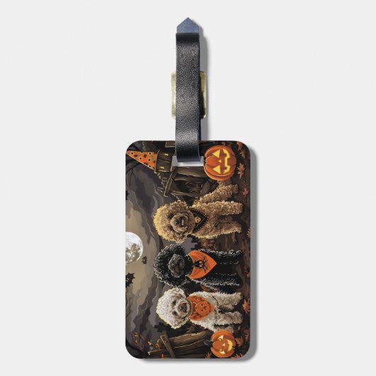 Poodle Halloween Spooky Gepäckanhänger (Rückseite vertikal)