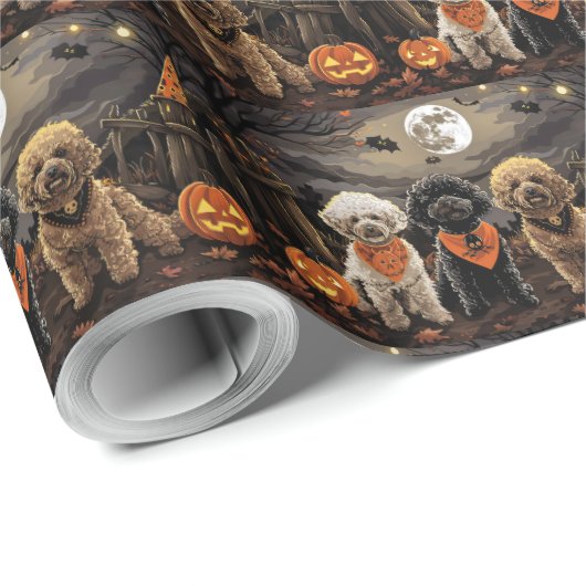Poodle Halloween Spooky Geschenkpapier (Rolleneckpunkt)