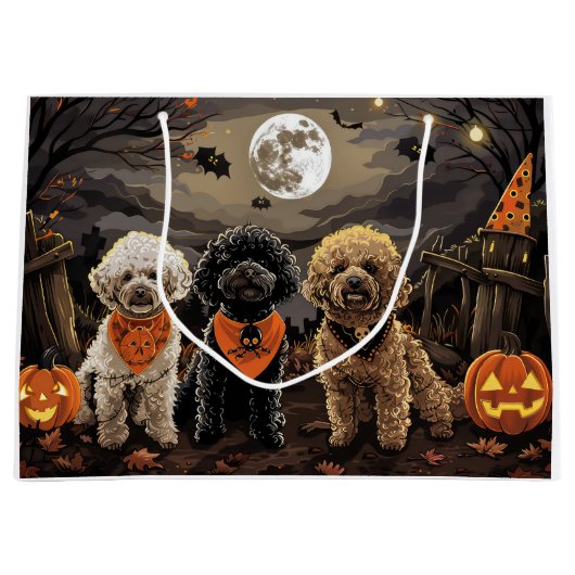 Poodle Halloween Spooky Große Geschenktüte (Vorderseite)
