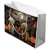 Poodle Halloween Spooky Große Geschenktüte (Rückseite Schrägansicht)
