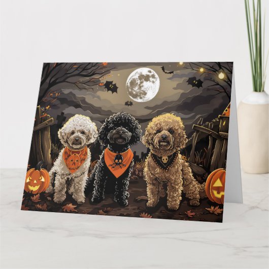 Poodle Halloween Spooky Karte (Vorderseite)