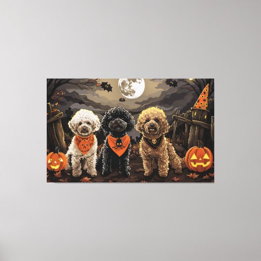 Poodle Halloween Spooky Leinwanddruck (Vorderseite)