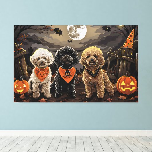 Poodle Halloween Spooky Leinwanddruck (Insitu (Holzboden))