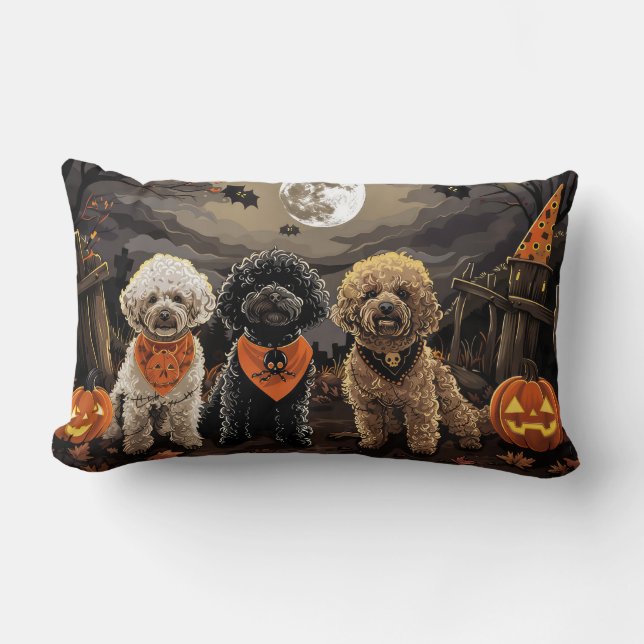 Poodle Halloween Spooky Lendenkissen (Vorderseite)