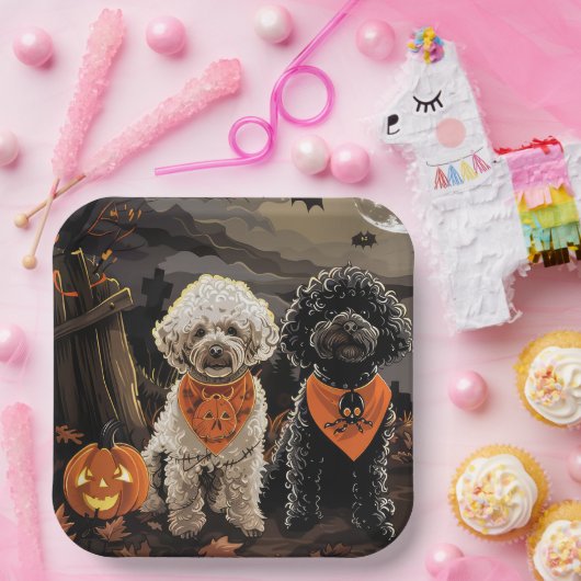 Poodle Halloween Spooky Pappteller (Party)