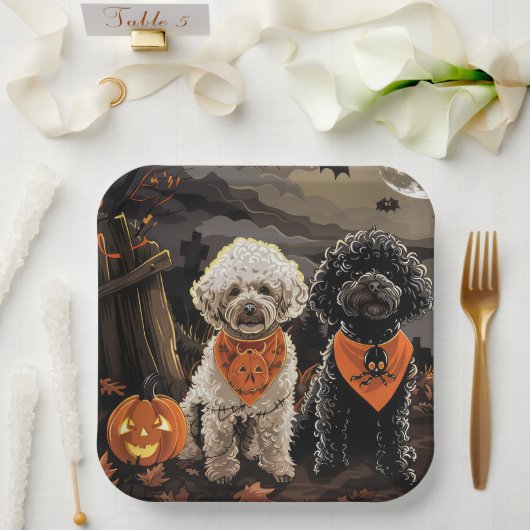 Poodle Halloween Spooky Pappteller (Hochzeit)