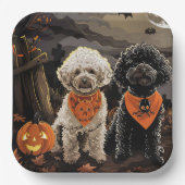 Poodle Halloween Spooky Pappteller (Vorderseite)