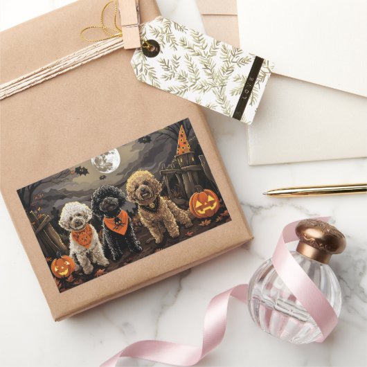 Poodle Halloween Spooky Rechteckiger Aufkleber (Schenken)