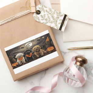 Poodle Halloween Spooky Rechteckiger Aufkleber